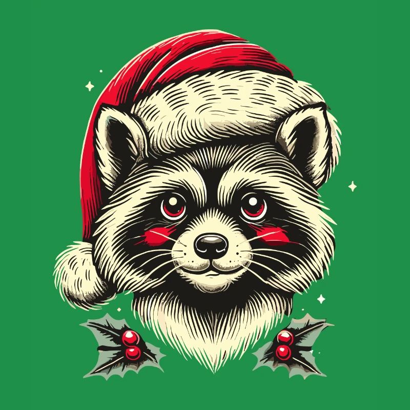 Fröhlicher Waschbär Weihnachten