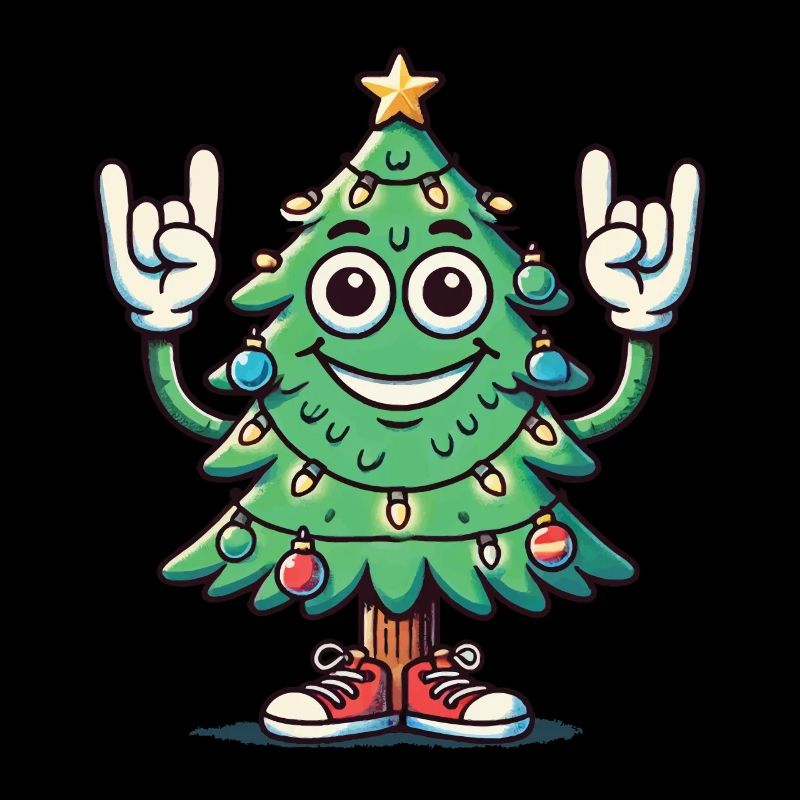 Funny Christmas tree with skirt hand