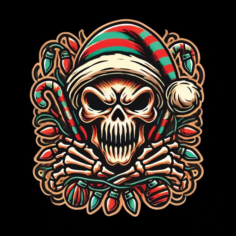 Skull Christmas Skull Spooky Holidays