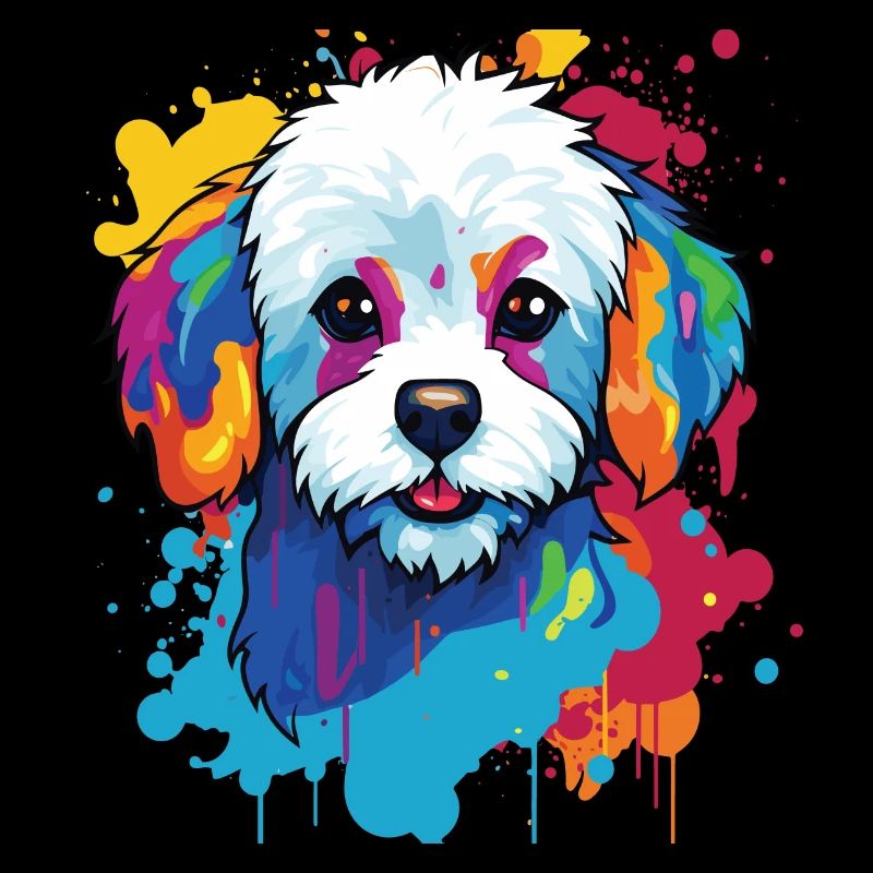 Ein Hundeportrait der Pop-Art-Rasse Bichon