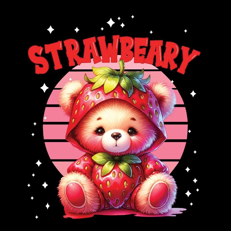 Japaner Kawaii Kleiner Bär mit Erdbeeren im Kostüm