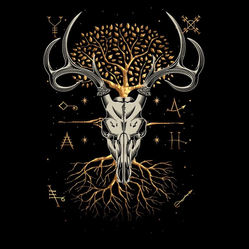 Mystisches Hirsch Geweih mit Lebensbaum und Sigil