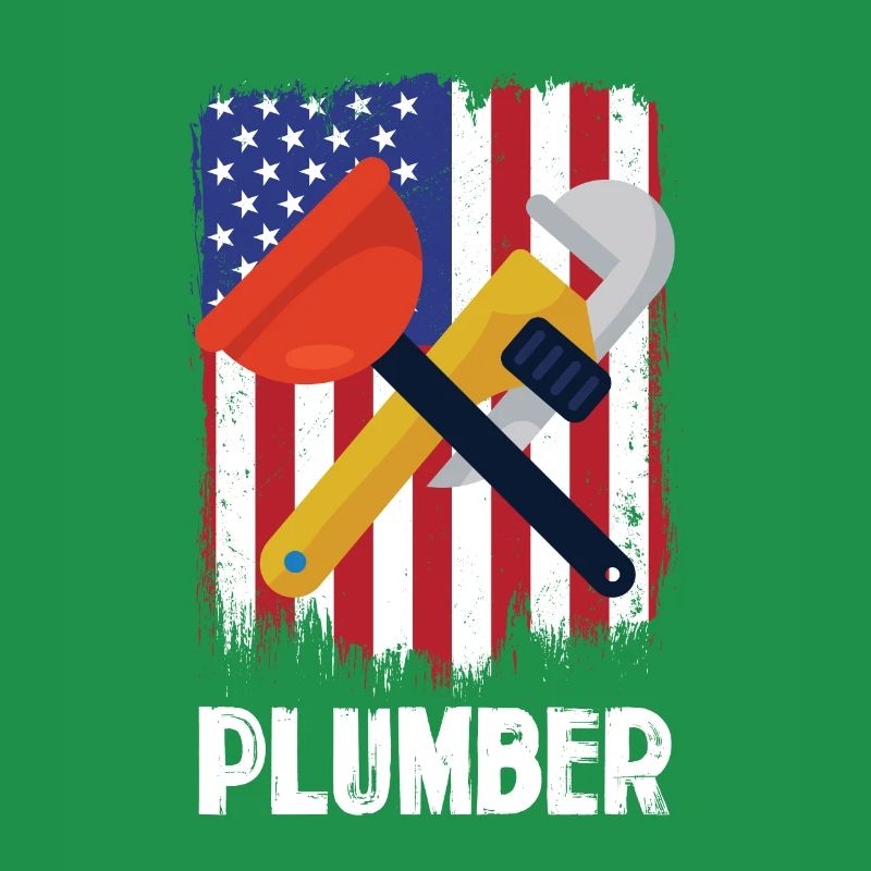 Outils de plombier devant le drapeau américain