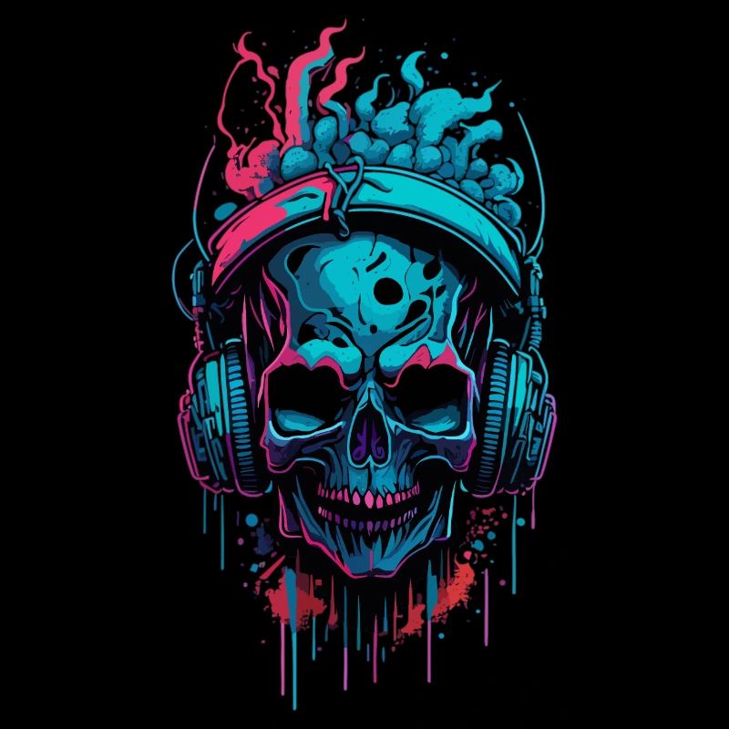 Graffiti Headphone Skull