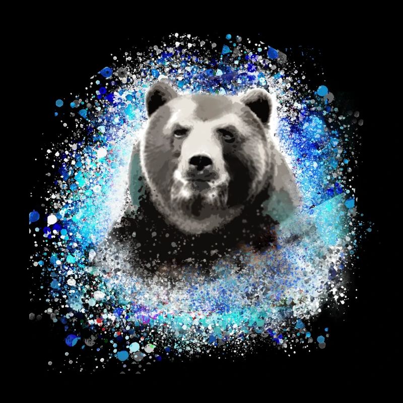Ours, graffiti, bleu,peinture,bleu