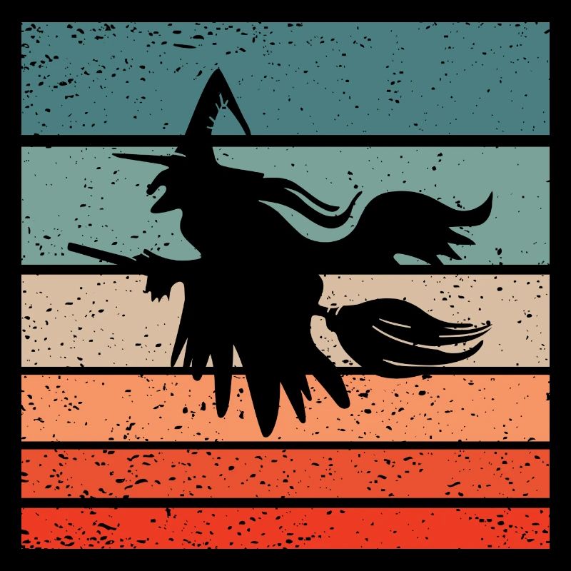 Witch's broom Helloween Retro Style Vintage