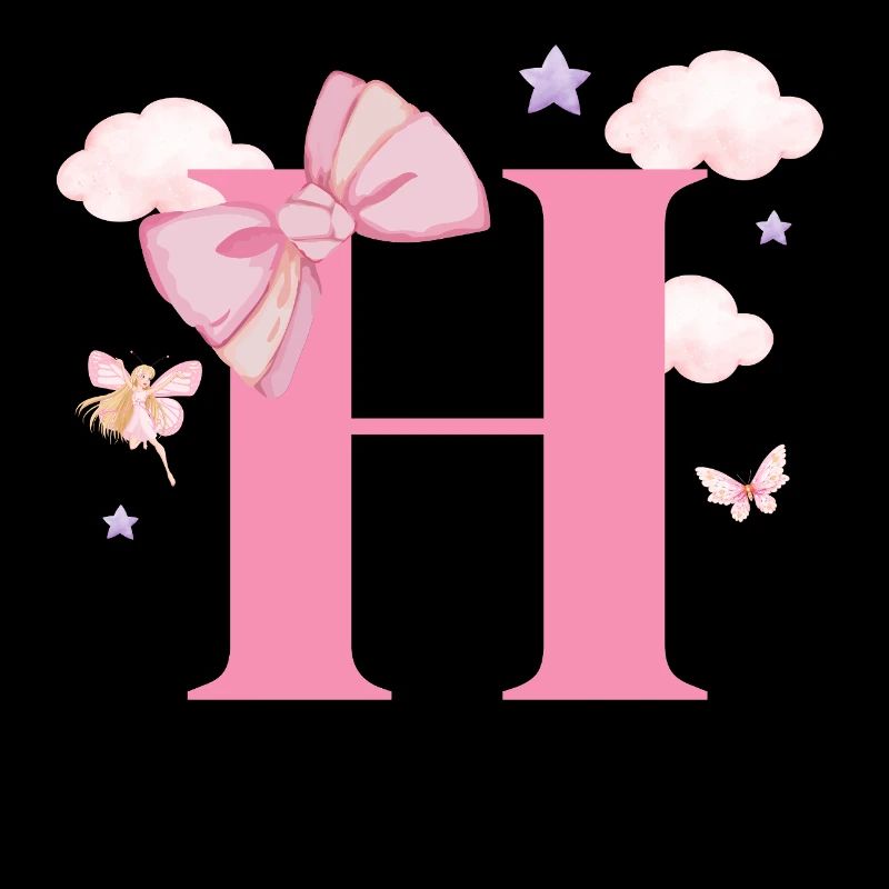 Letter h pink clouds