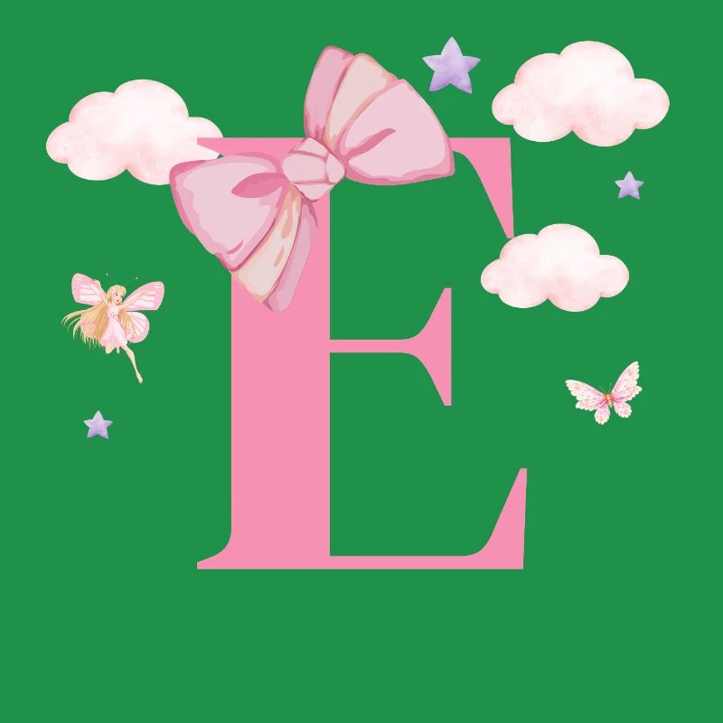 Letter e pink clouds