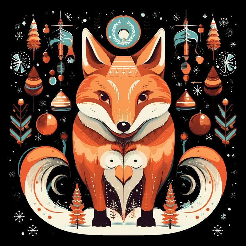 Renard avec des éléments d’automne, Love Foxes