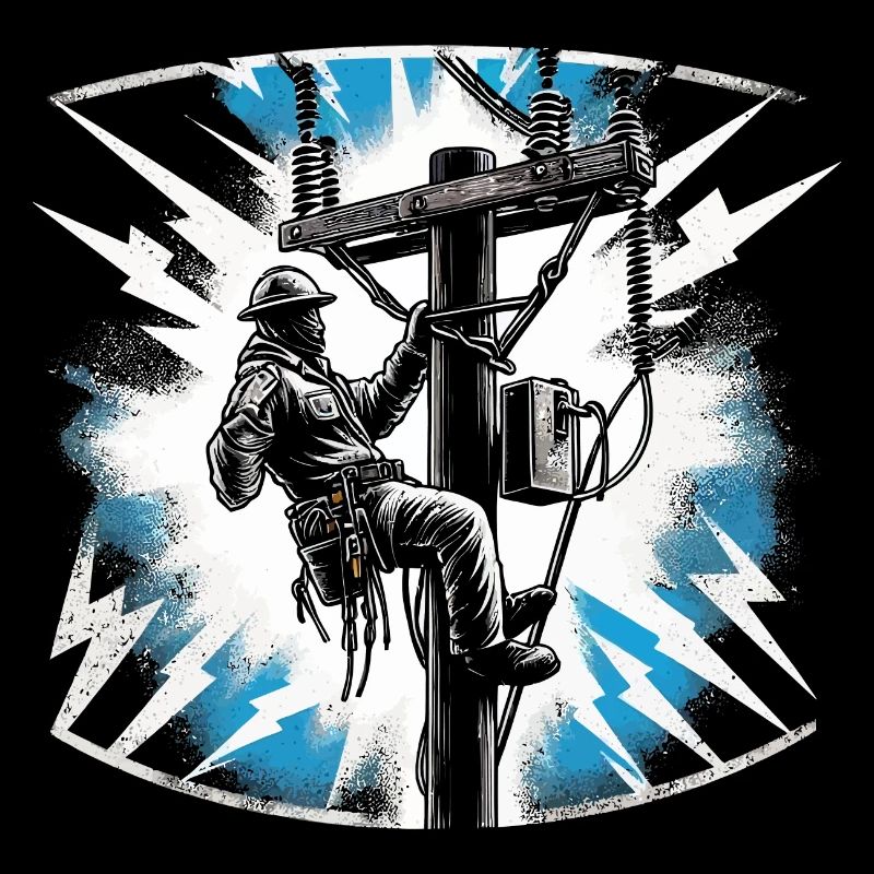 Elektriker am Mast - Starkstrom-Profi