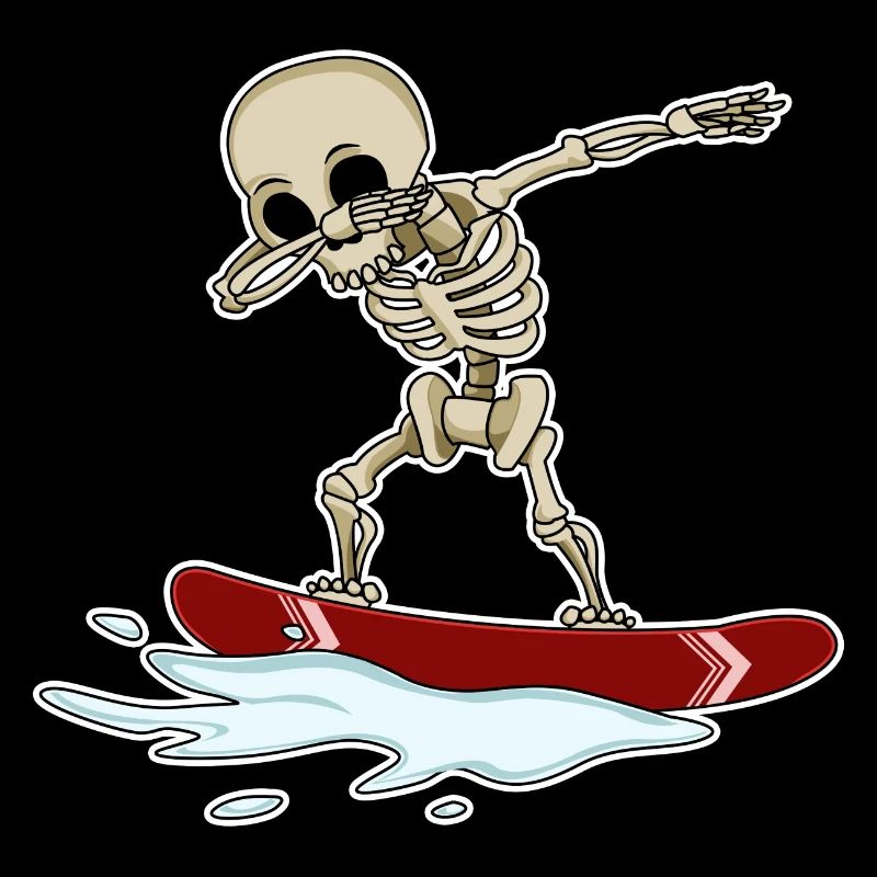 dabbing skeleton on snowboard skeleton skull