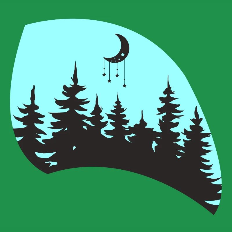 Magic Forest Moonlight Silhouette Minimal