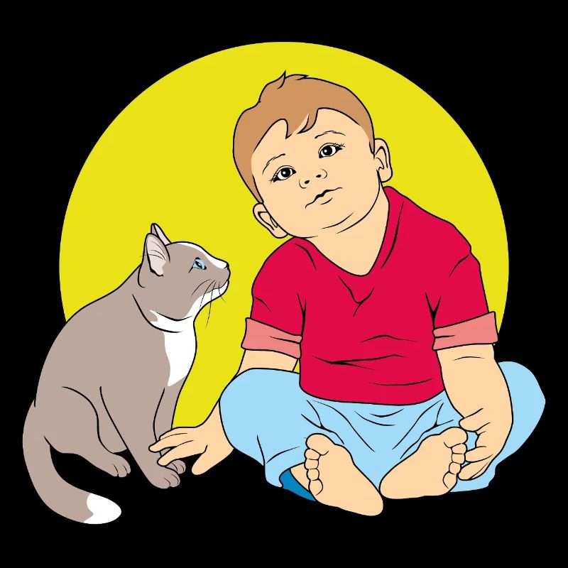 Garçon parlant au chat