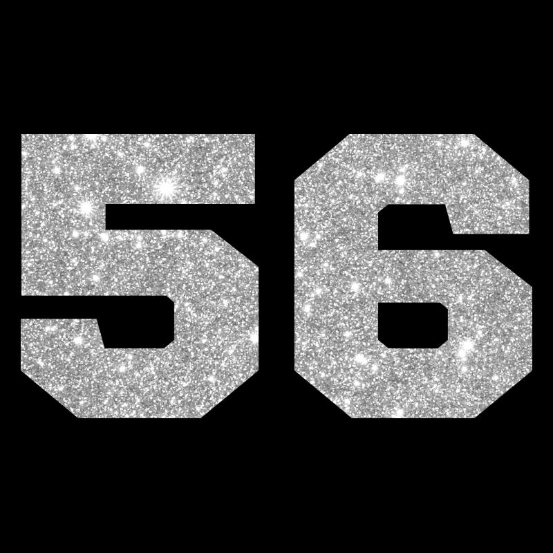 Number 56 Silver Glitter - 56th Anniversary