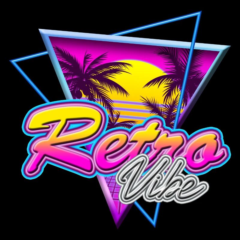Retro Vibe - Nostalgie Neon Vapor Wave Palm Sunset