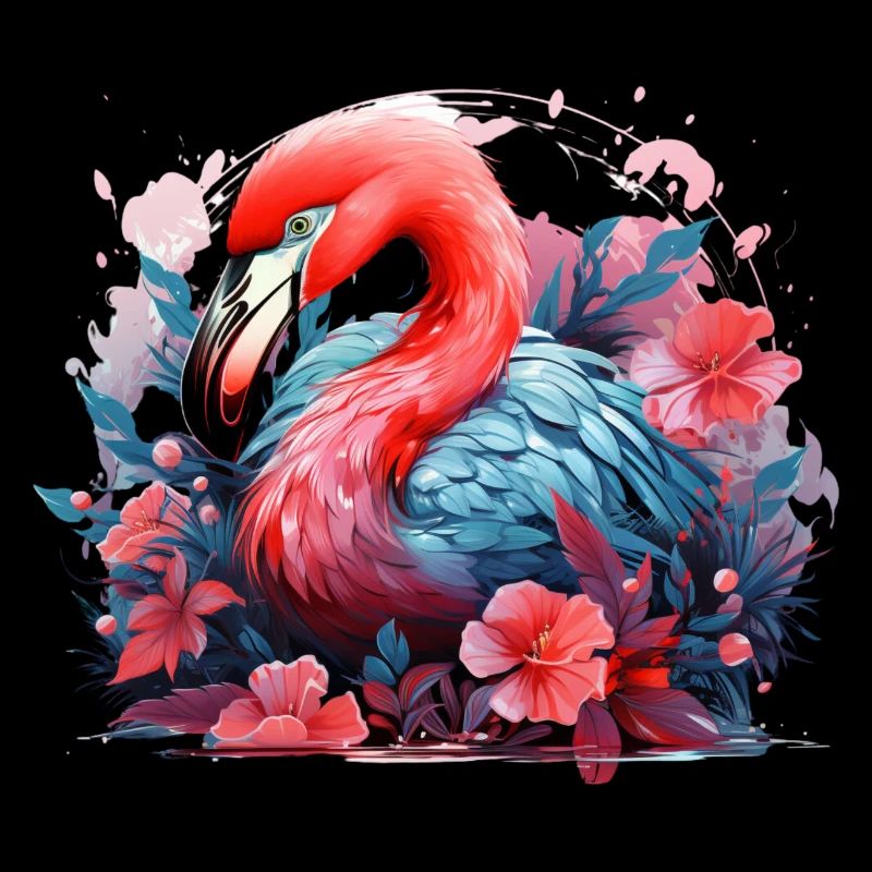 Flamant rose Fleurs tropicales Oiseau