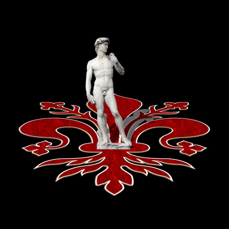 David par Michel-Ange et lys rouge de Florence
