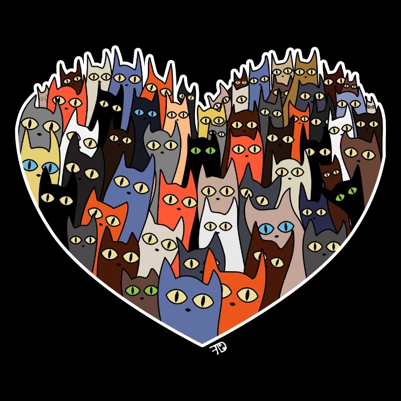 Conception de cœur avec des chats mignons