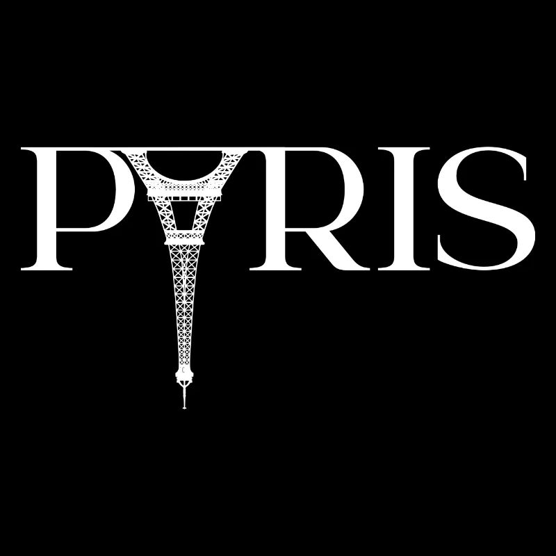 Paris turned upside down with Eiffel Tower - white font