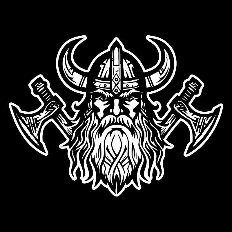 Wikinger mit Axt und Helm
