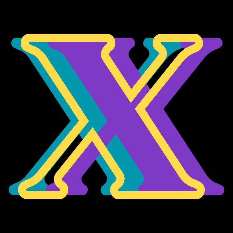 Lettre x multicolore