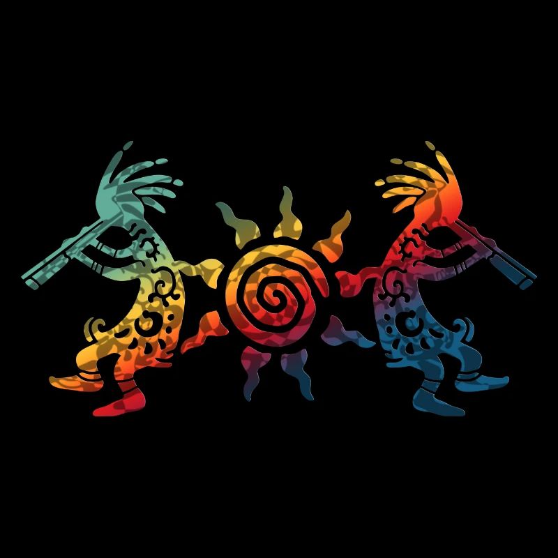 Native American Kokopelli Duo With Sun 2