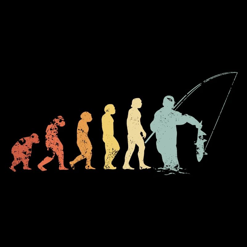 Angler Entwicklung Fischer Evolution Retro Vintage