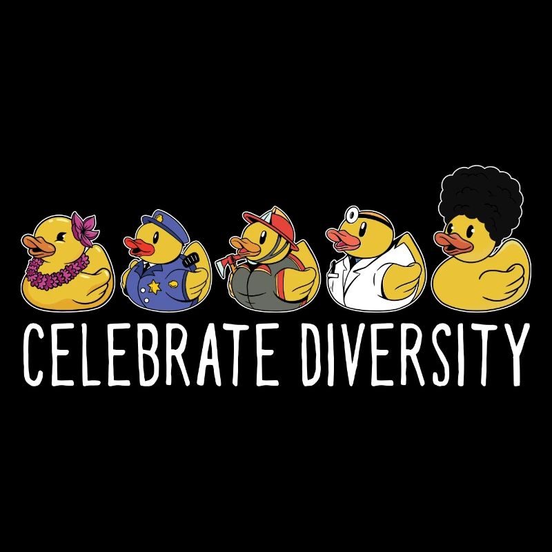 Funny Celebrate Diversity Yellow Bath Duckie Rubbe