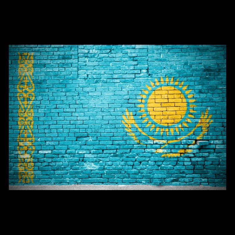 Affiche de graffiti de drapeau de mur de brique du Kazakhstan