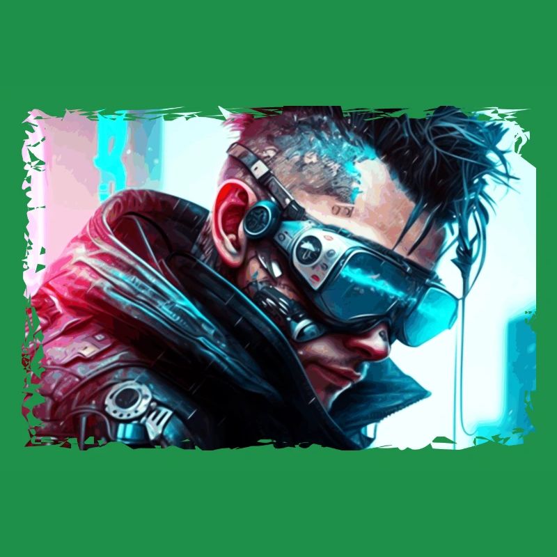 Cyber Soldat oder Punk in Neon Sci-Fi Manier