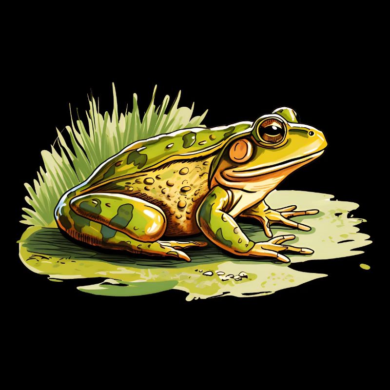 Der grüne Frosch hat eine perfekte Tarnung