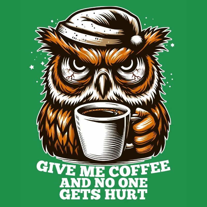 Eule Kaffee müde Geschenk