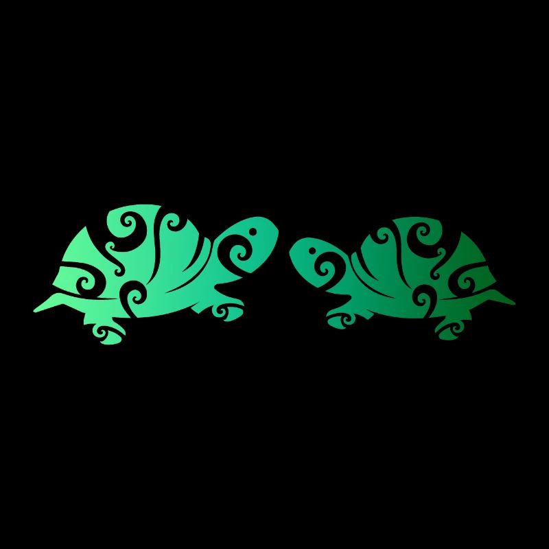 Maori turtle couples in love green gift