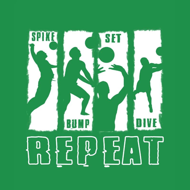 Spike Bump Set Dive Repeat Volleyball Graphic Gift
