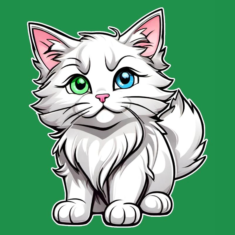 Chat blanc mignon avec des yeux différents