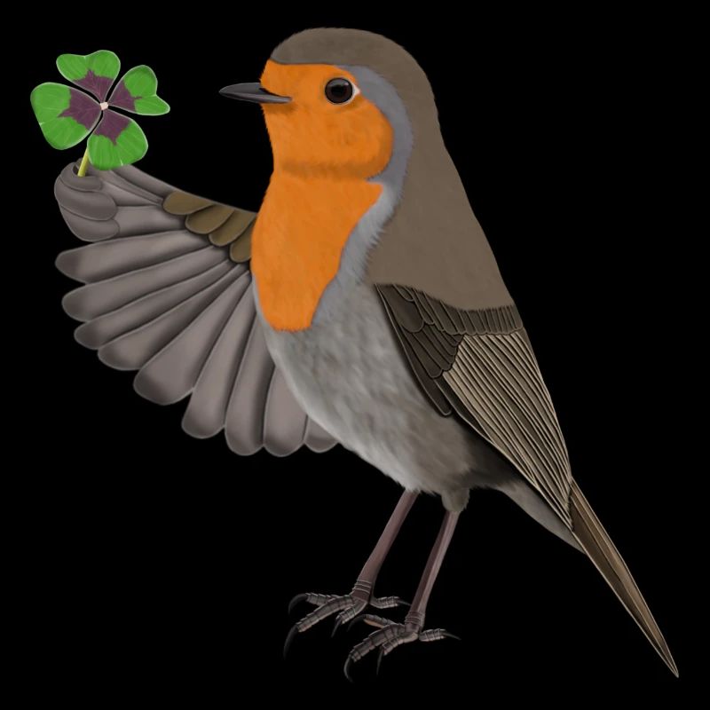 Robin Lucky Clover Bird Drawing Good luck