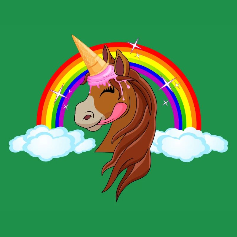 Pony mit Eis - Eishorn Einhorn Regenbogen Märchen
