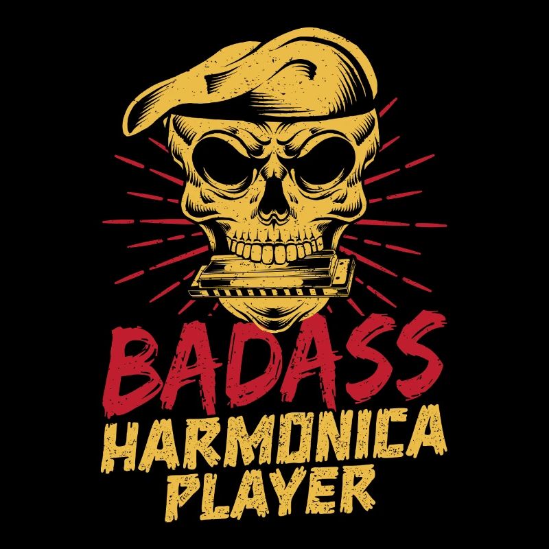 Funny Harmonica Player Badass Harmonica