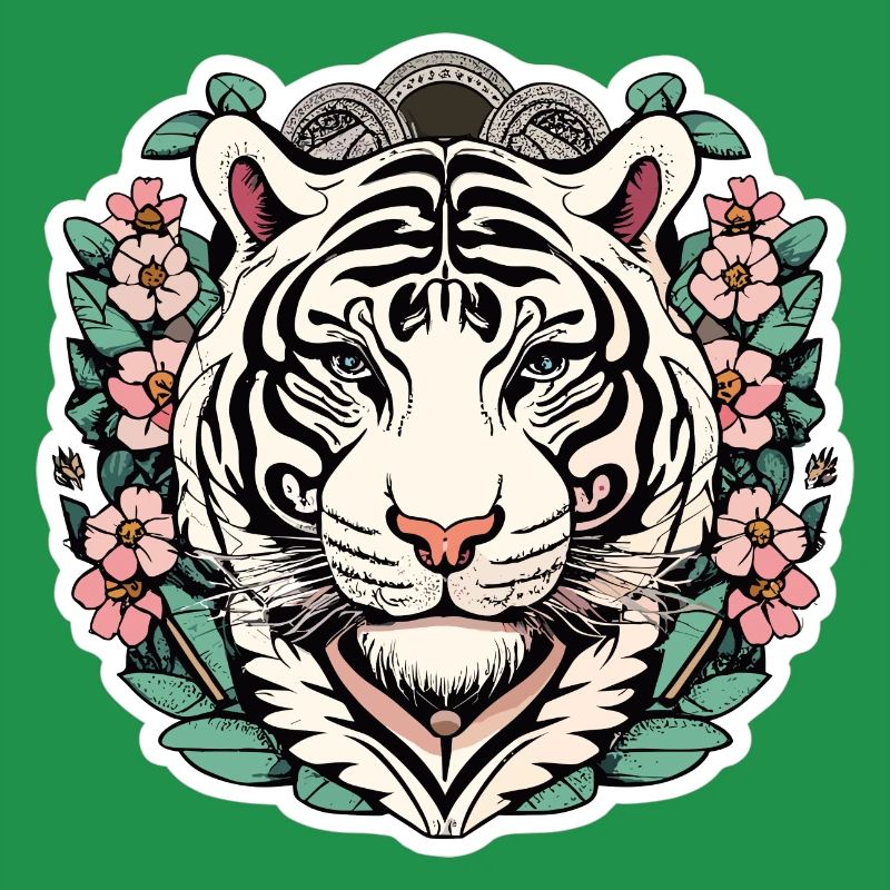 Tiger mit japanischen Kirschblüten Blüten Geschenk