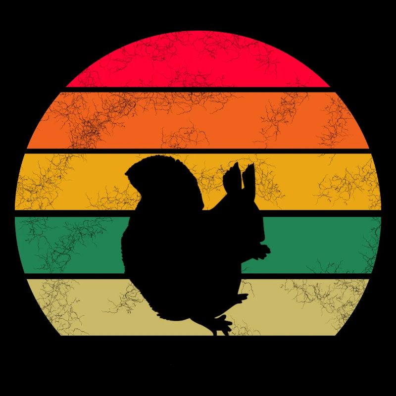 Waldbewohner Wald Tier Retro Eichhörnchen