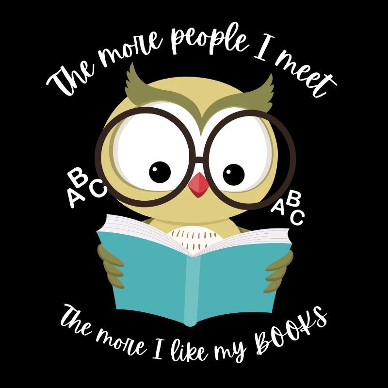 Eule liest ein Buch . Du liebst Bücher