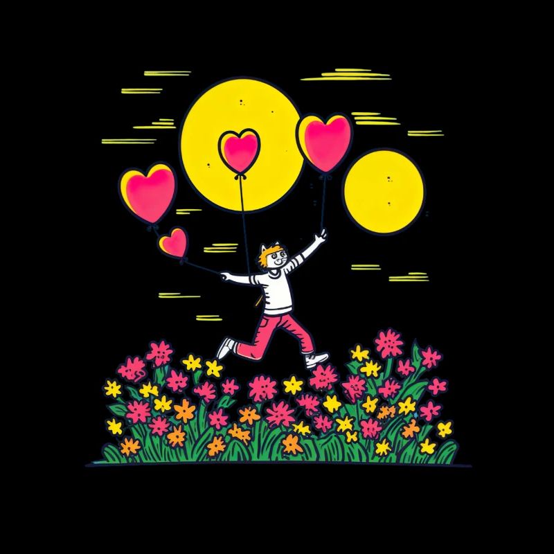 Kinderbild Malen Katze Luftballon Herz