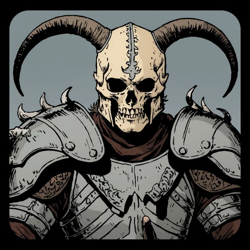 Viking warrior with skull mask and horns