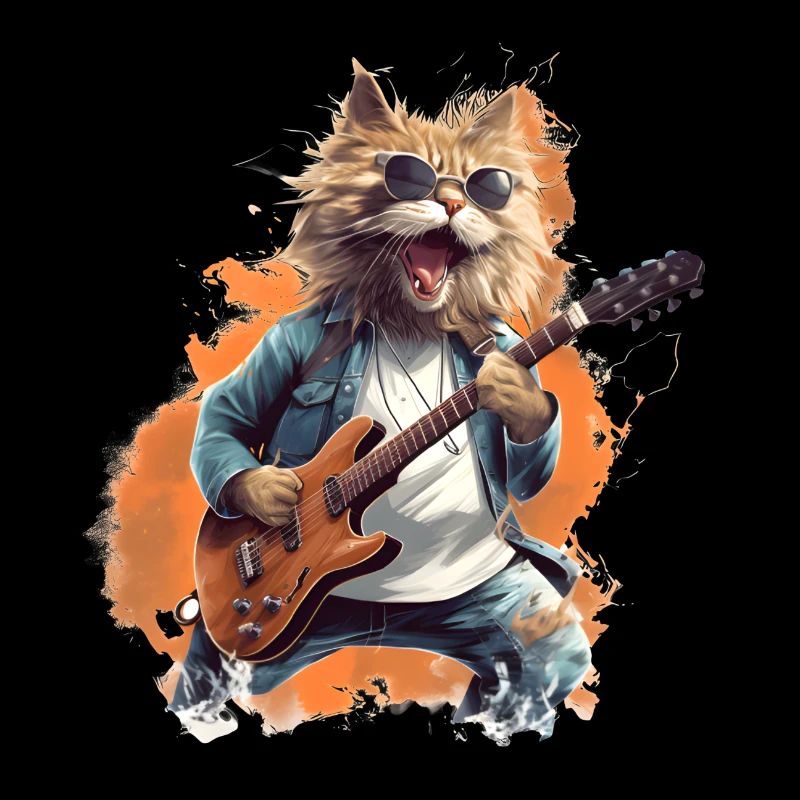 Singing guitar playing cat
