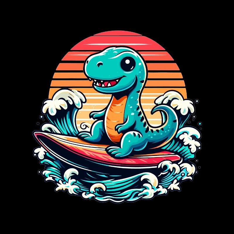 Mignon T-Rex Surfer Surfer Surfer Surfer Cadeau de surf