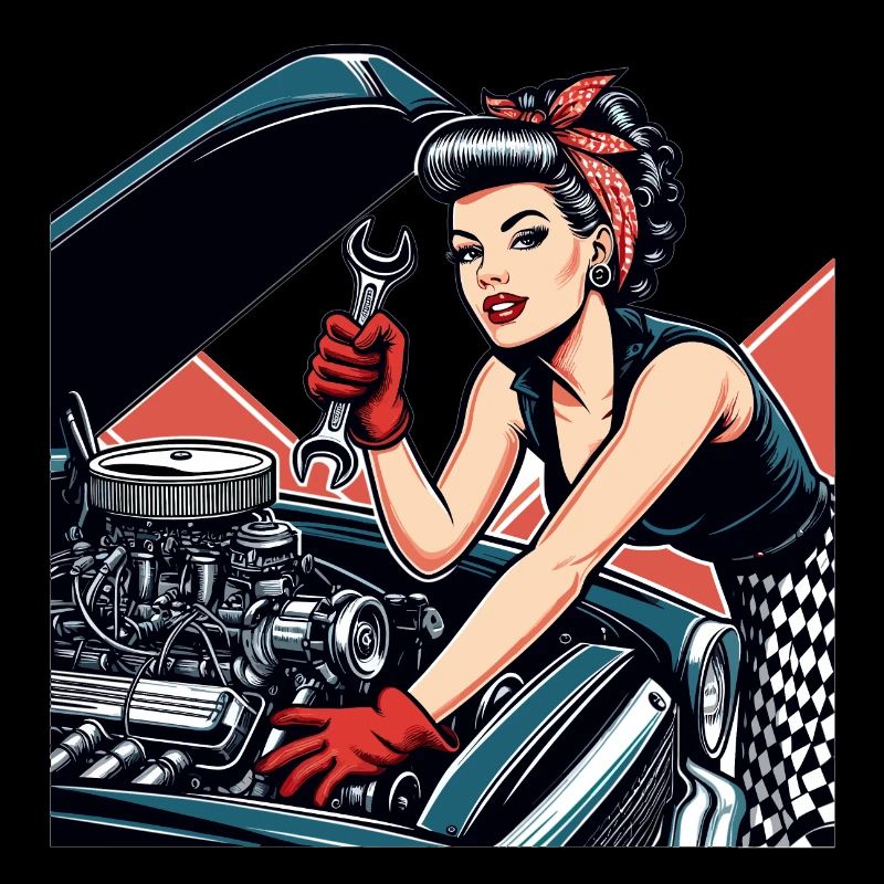 Rockabilly Workshop Car Repair Retro Gift