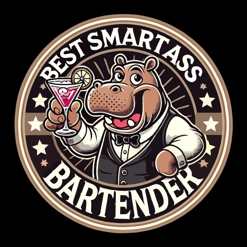 Bartender Barman Hippopotamus Hippopotamus Gift