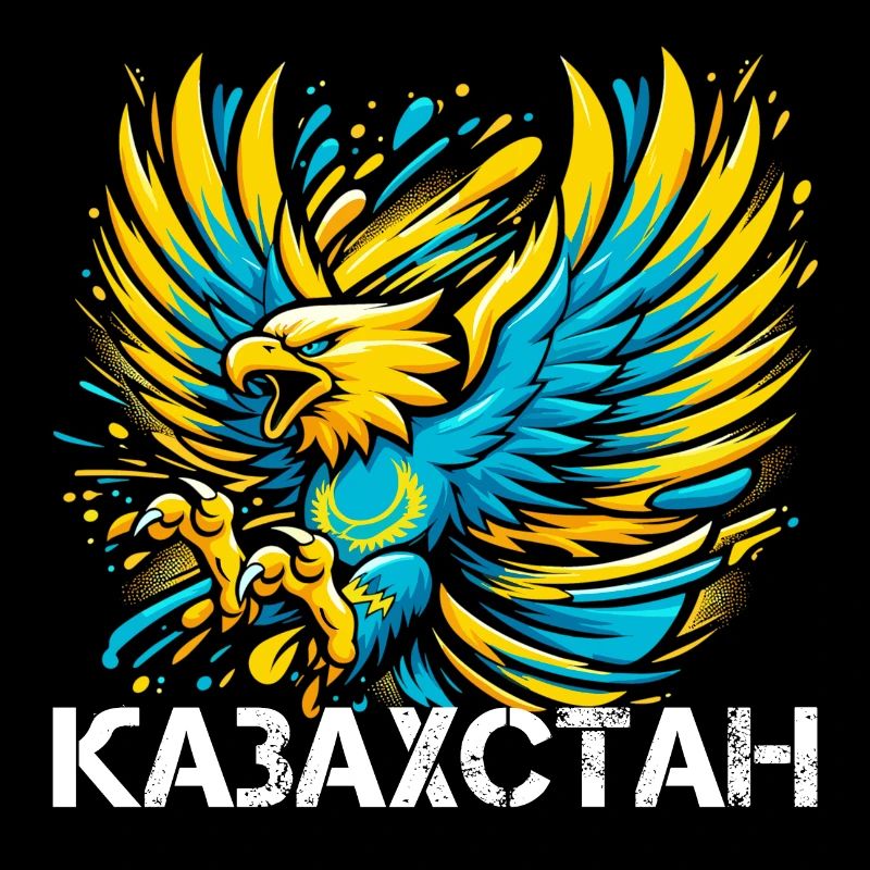 Kazakhstan Eagle Flag Flag Cyrillic Gift