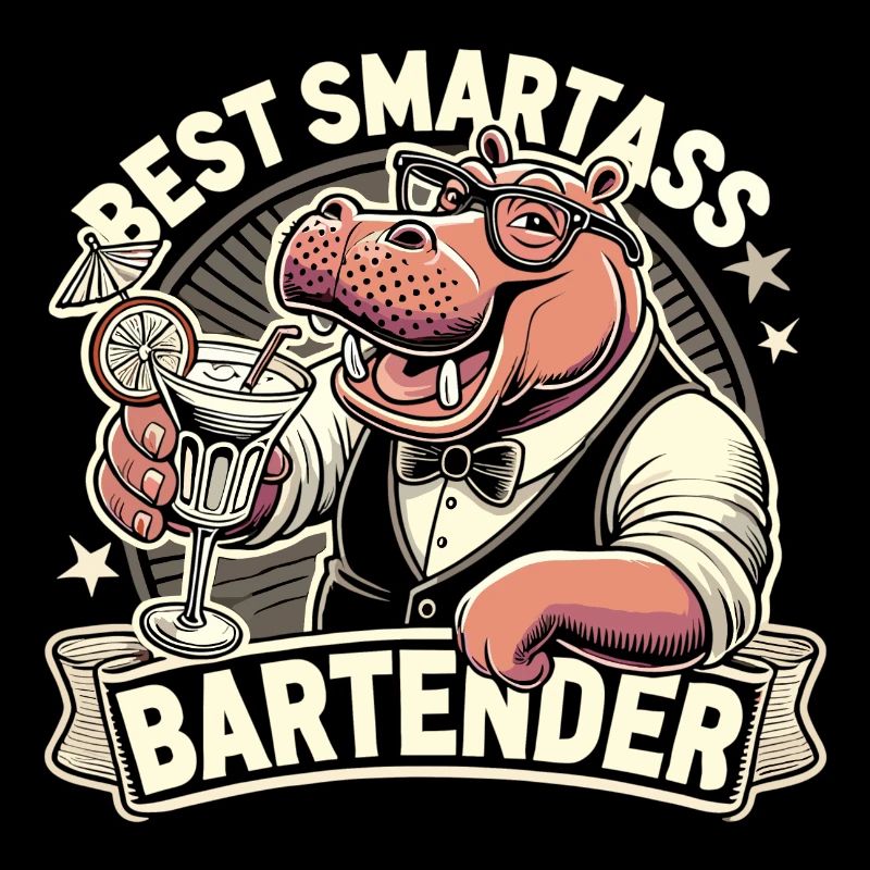 Bartender Barman Hippopotamus Hippopotamus Gift