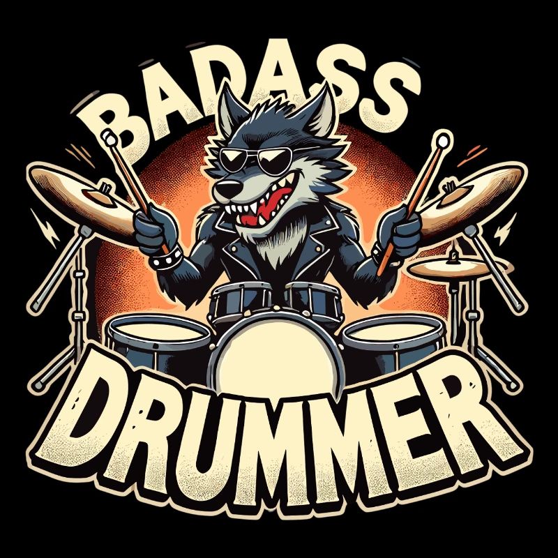 Knallharter Schlagzeuger Wolf cool Geschenk
